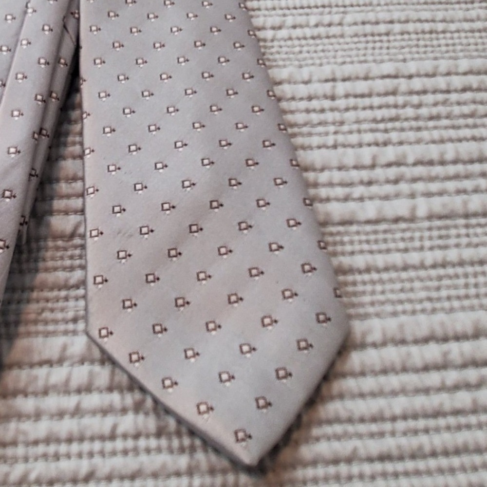 Vintage Sears Perma-Prest Fashion Collection Grey Geometric Pattern Necktie